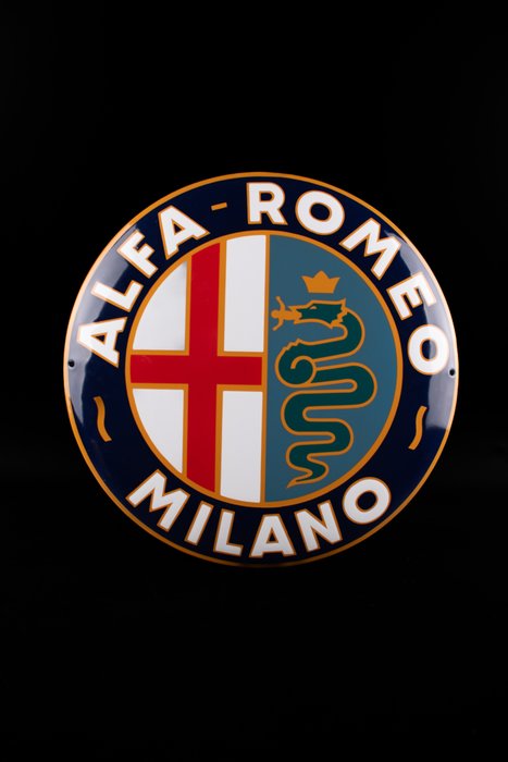 Sign - Alfa Romeo - Alfa Romeo; enamel sign; 410mm; nice quality and shine