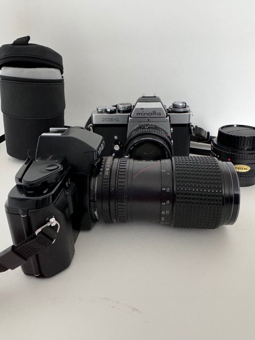 Minolta XE-1+Minolta x-300s + 3 lenses Câmera analógica