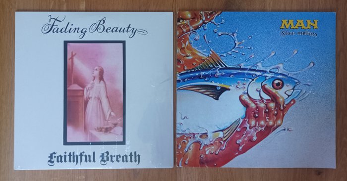Man / Faithful Breath - Flere kunstnere - Man ‎– Slow Motion  /  Faithful Breath ‎– Fading Beauty - Flere titler - Vinylplade - Mand - 1. presse / Trofast åndedræt - Genudgivelse - 1974