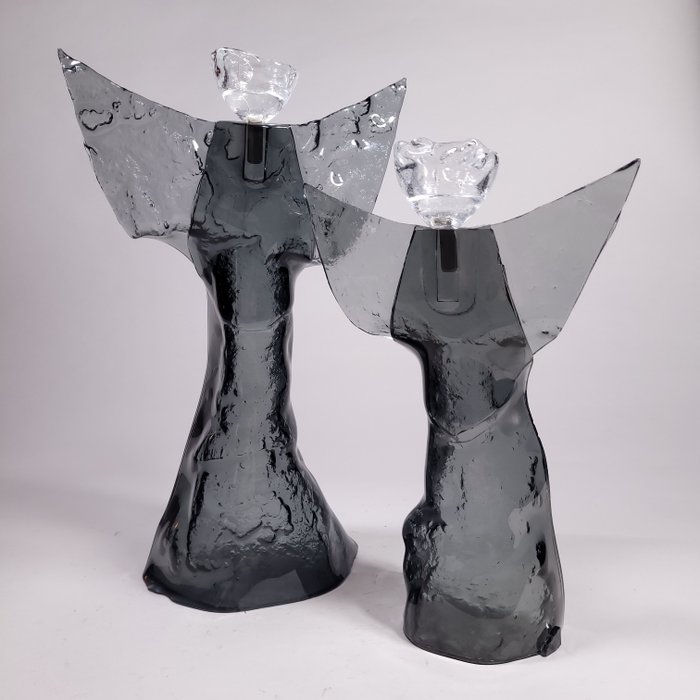 Andrzej Rafalski (XX-XXI) - Rzeźba, Handmade class Candleholder "Angels" - set of 2 - 44 cm - Szkło - 2023