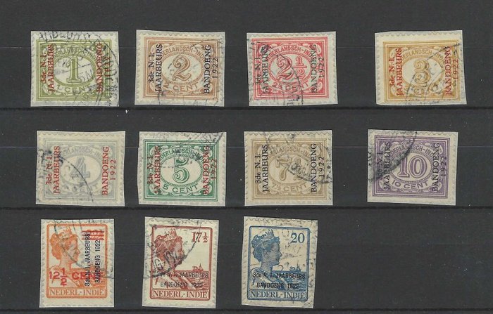 Dutch East Indies 1922 - Jaarbeurs Bandung on letter pieces - NVPH 149/159