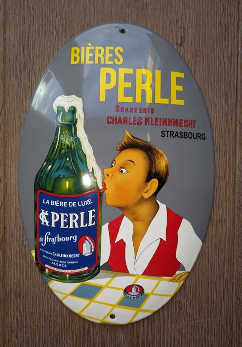 Bieres Perle - 琺瑯標誌牌 - 瑪瑙