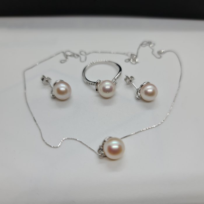 Miluna Oro Design - Conjunto de joyas de 3 piezas - Diva’s dream Oro blanco -  1.00 tw. Diamante  (Natural) 