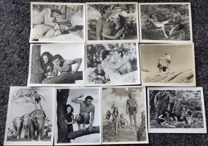 Tarzan - Johnny Weissmuller ( 2 juni 1904 - 20 januari 1984) - 10 Movie Stills Tarzan met Johnny Weissmuller