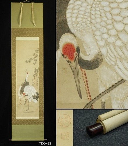 Cranes under pine tree - ca 1800-1860 (Late period) - Inshu 殷周 - 日本 - 江戶時代晚期  (沒有保留價)