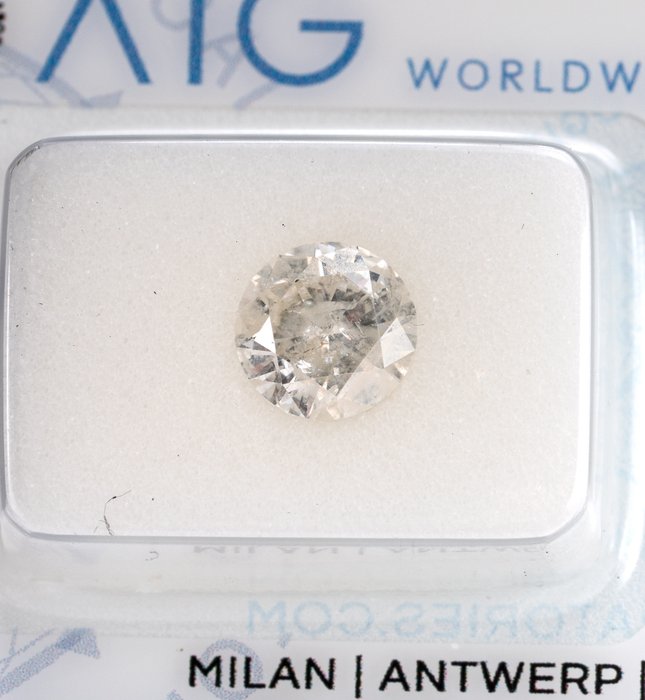 1 pcs Diamant - 1.27 ct - Rond, Coupe idéale, sans réserve - K - I2
