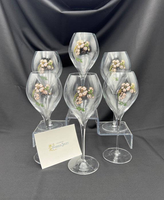 Perrier Jouët - Lehman Glass Emile Gallé, Basset - Champagneglass (6) - Belle Epoque Collection Jamesse jugendstil - Krystall