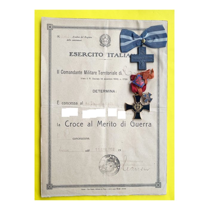 義大利 - 獎牌 - Grecia Albania medaglie con diploma