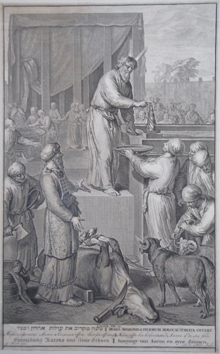 Abraham de Blois, naar Gerard Hoet - Aäron en zijn vier zonen als priester gewijd