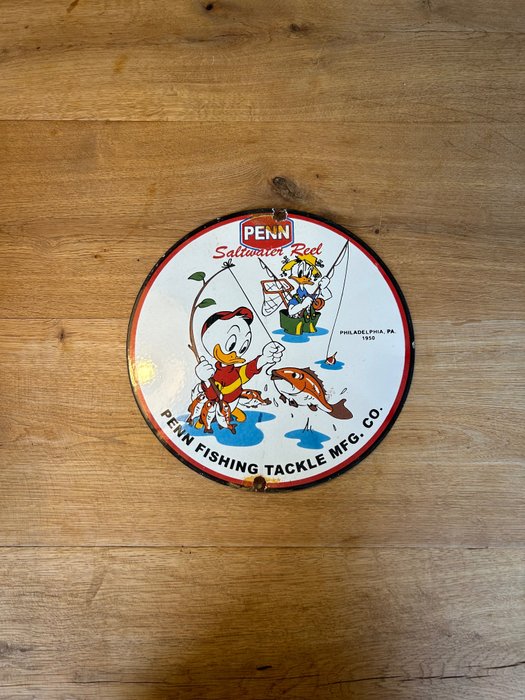 Penn fishing tackle MFG. CO. PENN saltwater reel - Emailleschild (1) - Donald Duck - Emaille