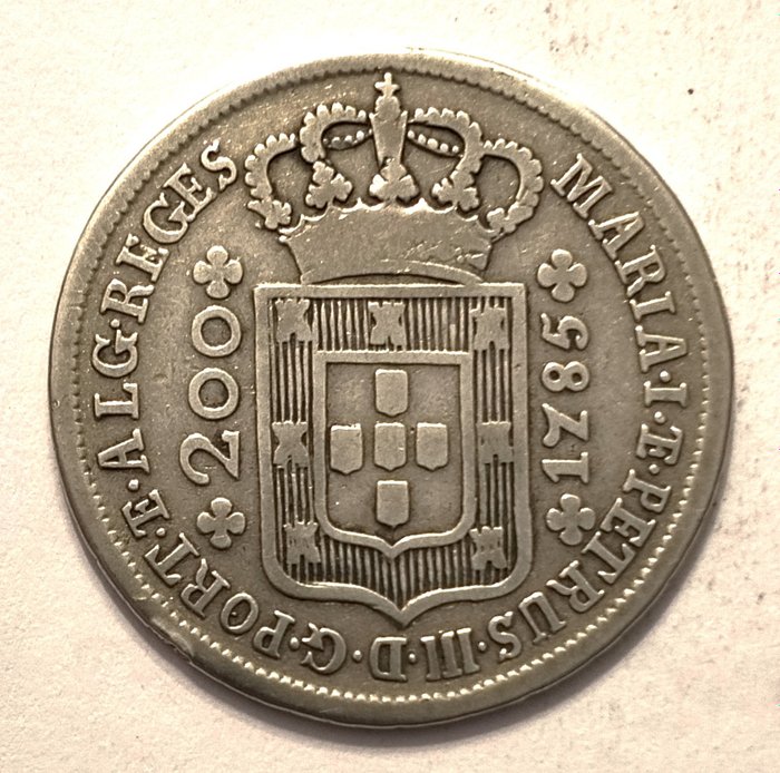 Πορτογαλία. D. Maria & D. Pedro III (1777-1786). 12 Vinténs (240 Réis) - 1785 - Coroa Alta - Muito Rara