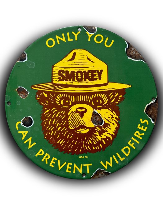 Smokey Bear - Plaque Émaillée