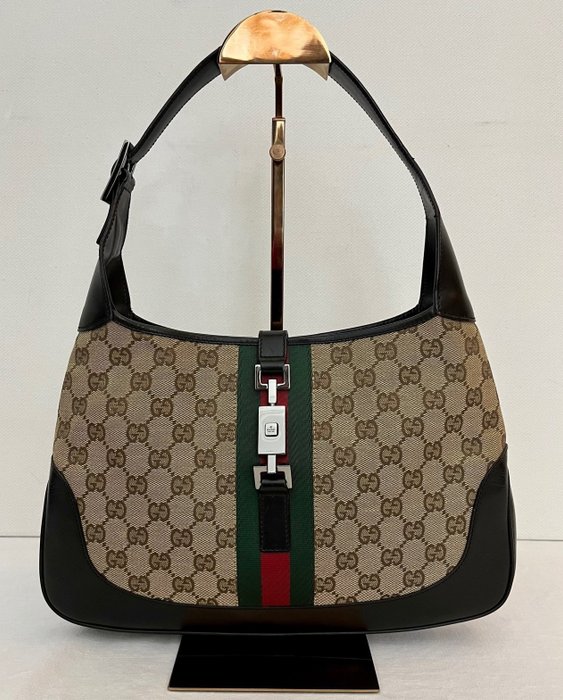 Gucci - "Jackie1961" MM O-Hobo - Sherry Line - Leder/Canvas - Braun - Schultertasche
