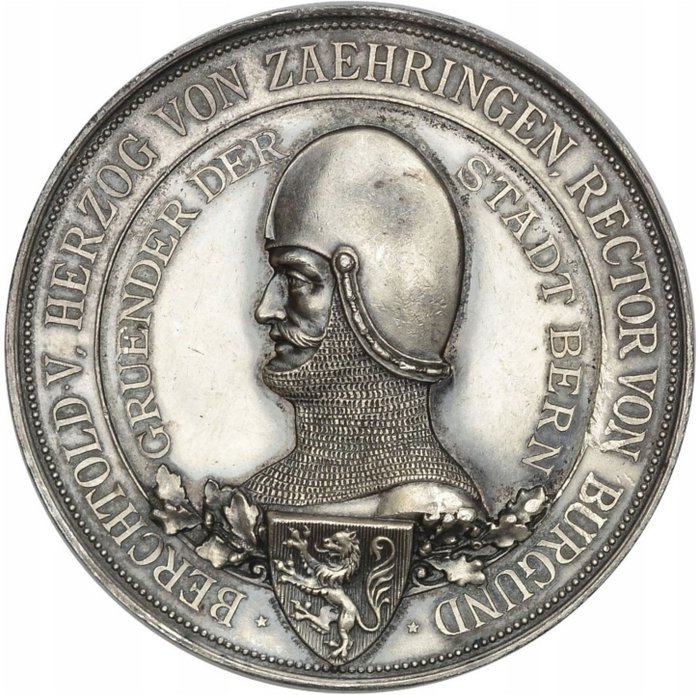 瑞士. Silver medal 1891 "Foundation of Bern" Signed Ch. Bühler, F. Homberg, 53 gram - very rare