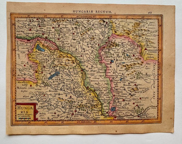 欧洲, 地图 - 匈牙利; G. Mercator/J. Hondius/ J. Cloppenburgh - Hungaria. - 1621-1650