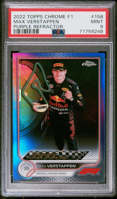 2022 - Topps - Chrome F1 Purple Refractor - Max Verstappen - Limited Edition /99 - Only 7 Graded at PSA - 1 Graded card - PSA 9