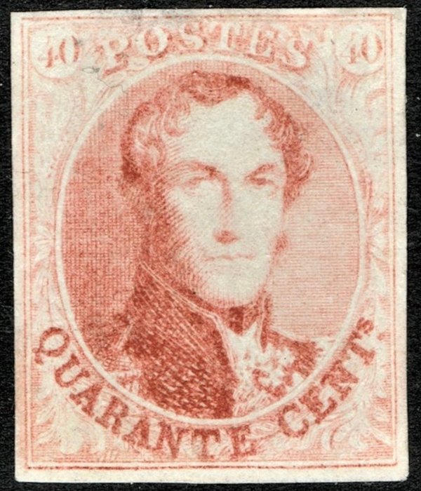 Belgium 1861 - Leopold I: 'Elongated Medallion' - without watermark: 40c Vermilion - OBP/COB  12 - LUXE MARGES