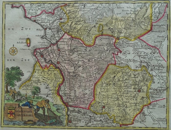 Niederlande, Landkarte - Overijssel; H de Leth - Seigneurie d'Over-Ysel - 1740