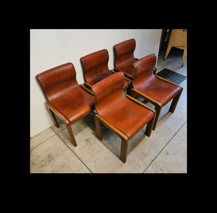 Cassina - Afra & Tobia Scarpa - 椅子 (5) - 硬木, 皮革