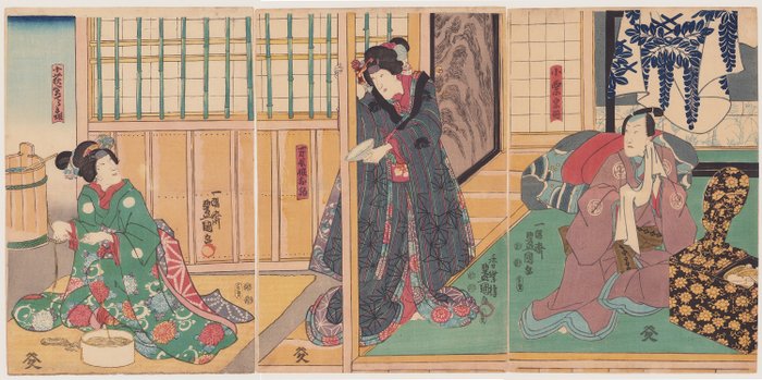 Scene from the kabuki play 'Sekai no hana oguri gaiden' 世界花小栗外伝 - 1851 - Utagawa Kunisada (1785-1865) - Japan -  Edoperioden (1600-1868)