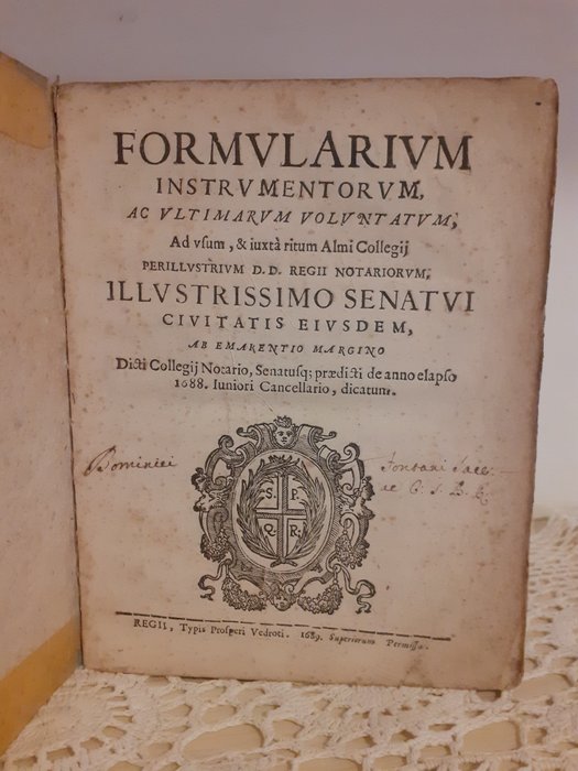 Emariento Margino - Formularium istrumentorum ac ultimarum voluntatum - 1689