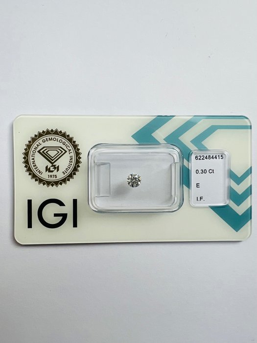 Fără preț de rezervă - 1 pcs Diamant  (Natural)  - 0.30 ct - E - IF - IGI (Institutul gemologic internațional) - 3x tăietură ideală