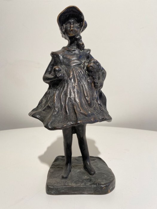 Dal modello di Paolo Troubetzkoy - Escultura, Bimba - 29 cm - Bronce