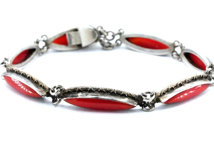 Ohne Mindestpreis - Antique/Vintage Bracelet - Armband Silber Koralle 