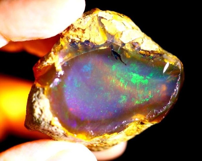 168 克拉埃塞俄比亞水晶蛋白石 粗糙 - 高度: 40 mm - 闊度: 44 mm- 33.6 g