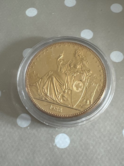 Zwitserland. Silver medal 1988  Luzern - mit 24k Gold veredelt - 1 Oz  (Zonder Minimumprijs)