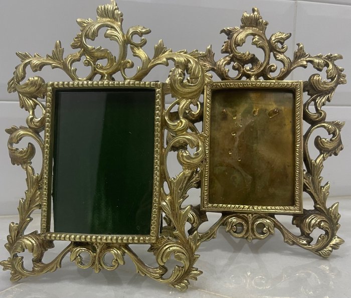 Picture frame (2)  - Bronze (gilt), Crystal