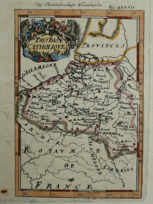 Europa, Kort - Belgien / Luxembourg / Brabant; A.M. Mallet - Pays Bas Catholiques - 1683