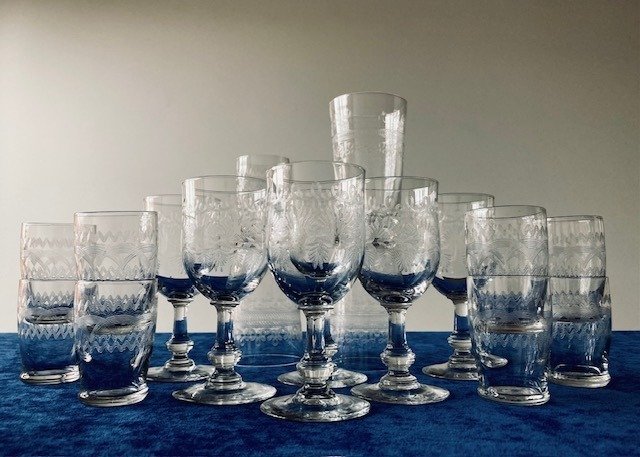 Val St Lambert, Verreries Doyen, Baccarat - 酒杯 (19) - 水晶, 玻璃