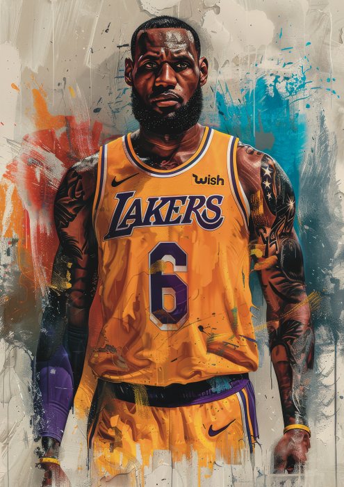 洛杉磯湖人 - NBA - LeBron James | Los Angeles Lakers | NBA Graffiti Edition V2 Limited Edition 1/5 w/COA - 2024 Artwork 