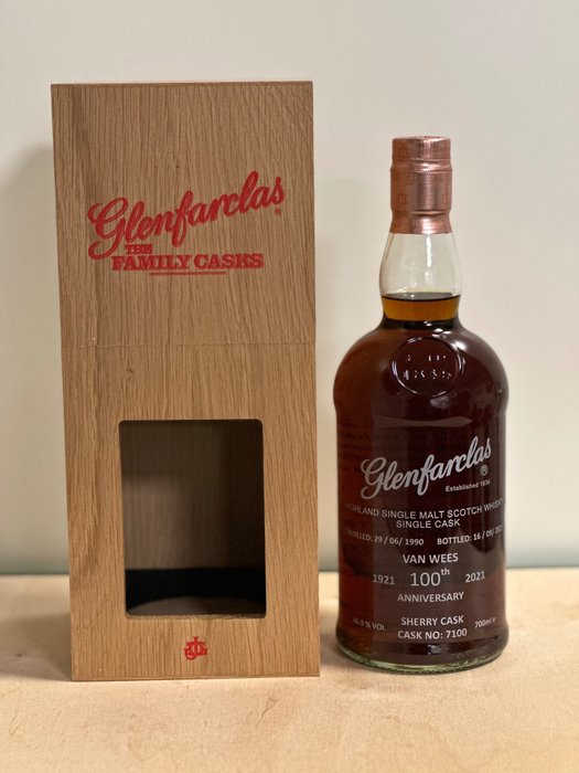 Glenfarclas 1990 31 years old - Cask no. 7100 - Van Wees 100th Anniversary - Original bottling  - b. 2021  - 700 ml