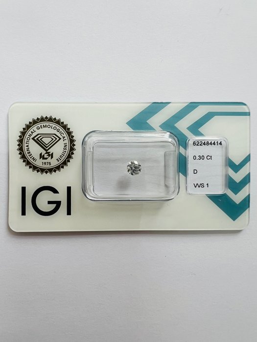 Sans Prix de Réserve - 1 pcs Diamant  (Naturelle)  - 0.30 ct - D (incolore) - VVS1 - International Gemological Institute (IGI) - 3x Coupe Idéale