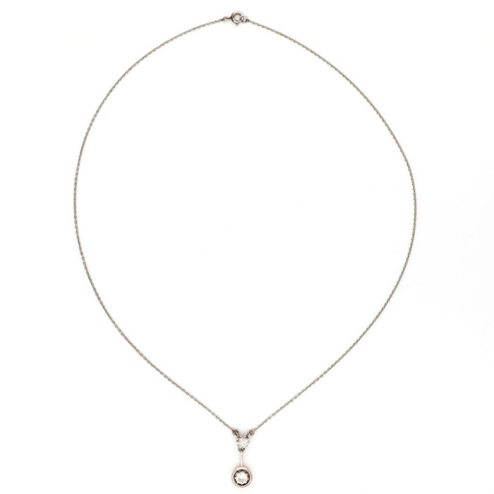 Halskette - 18 kt Gelbgold, Platin -  0.23 tw. Diamant  (Natürlich) 
