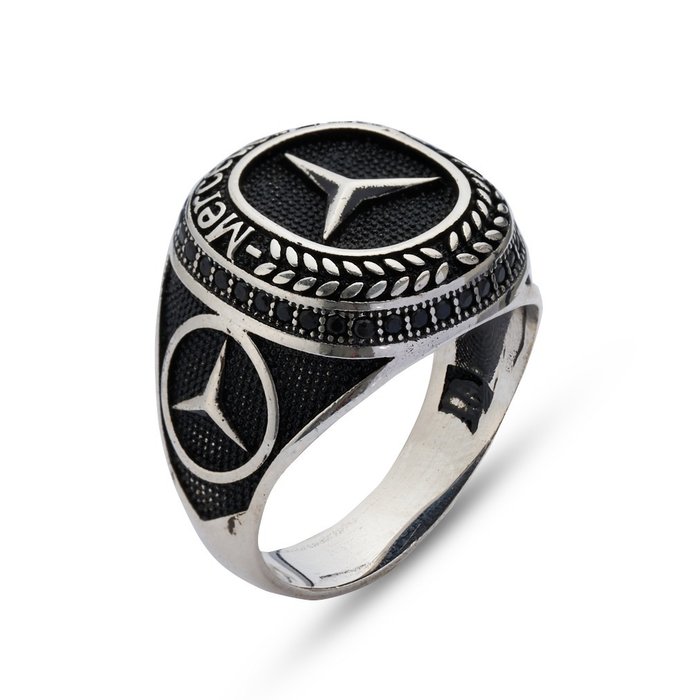 Silber, Ring aus 925er Silber mit Mercedes-Motiv - Ring