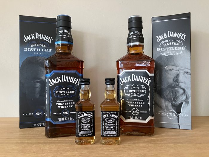Jack Daniel's - Master Distillers Series No. 5 & No.6 + 2 x Old No.7 Miniatures  - 5cl, 700ml - 4 pullojen