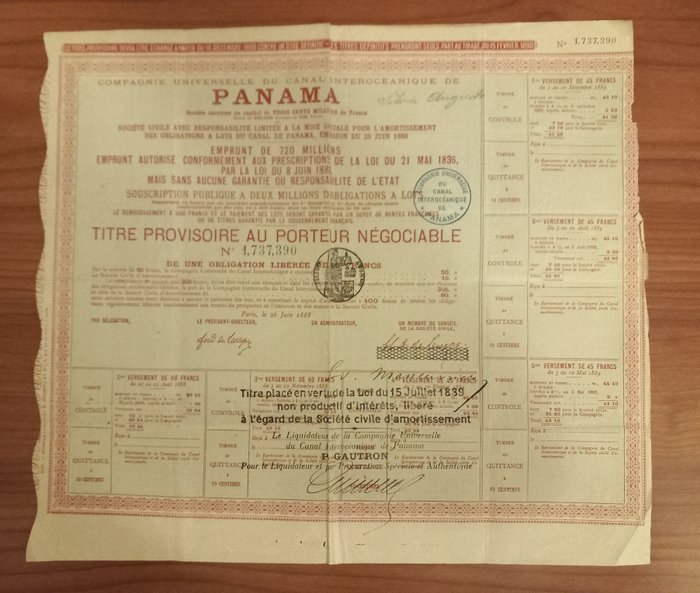 Anleihen- oder Aktiensammlung - Inhaberschuldverschreibungen des Panamakanals