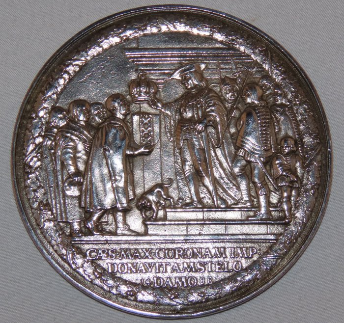 Pieter van Abeele - 小匾 - 銀牌、獎章、授予阿姆斯特丹市徽章，1650 年 - 銀