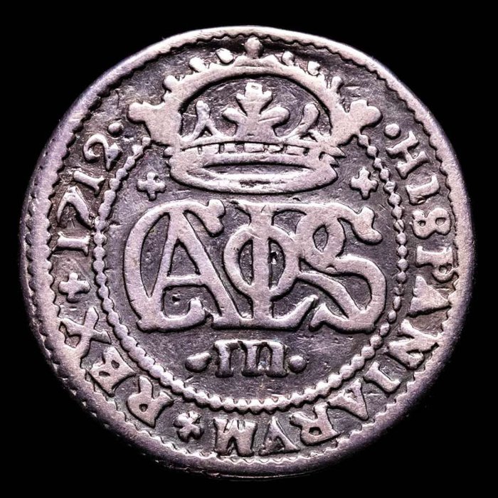 Spanje. Carlos III (pretender). 2 Reales - Barcelona, 1712.