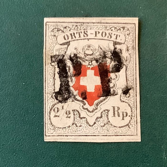 Sveitsi 1850 - Ortspost - hyväksytty Kimmel BPP - Zumstein 5IIa / Michel 13II
