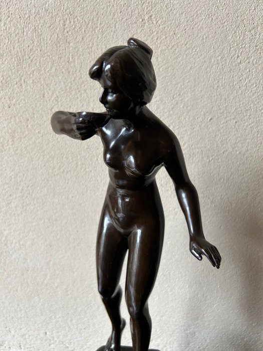 Hans Keck (1875-1941) - Sculptură, Naakte vrouw - 31 cm - Bronz (patinat)