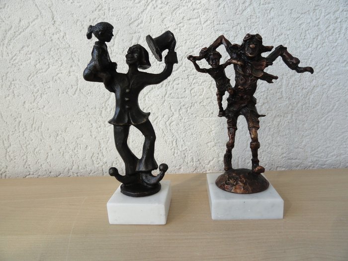 Corry Ammerlaan - 雕像 - 2 CliniClowns Beeldjes (2) - 合金/古铜色