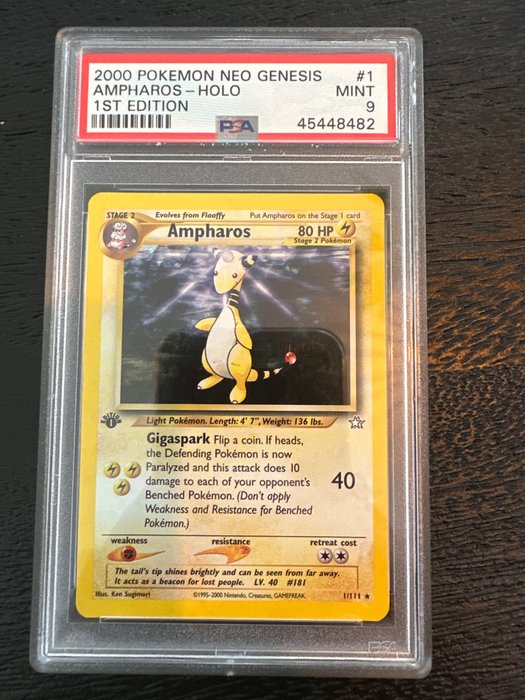 Pokémon - 1 Graded card - ampharos 1st edition - PSA 9