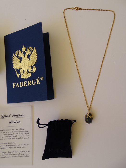 Statue - House of Faberge- Imperial pendant egg - original bag included - Gullplattert