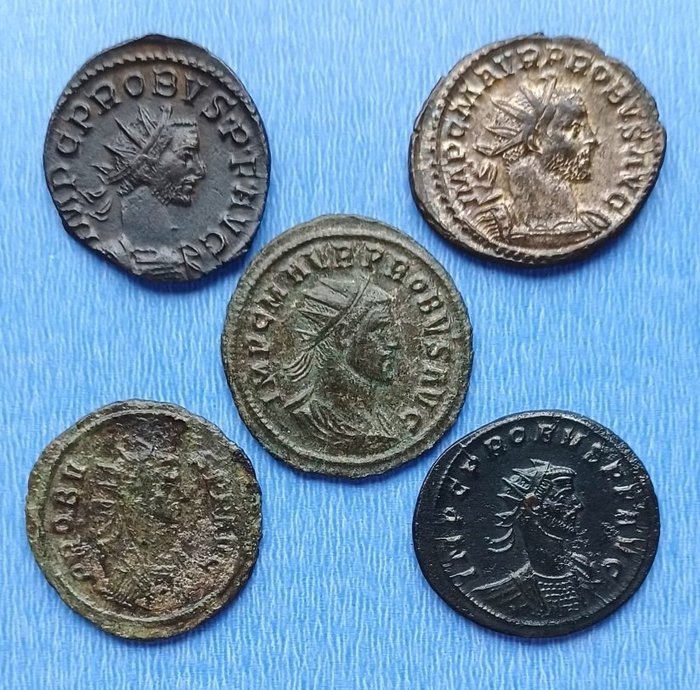 Roman Empire. Probus (AD 276-282). Lot of 5 Antoniniani