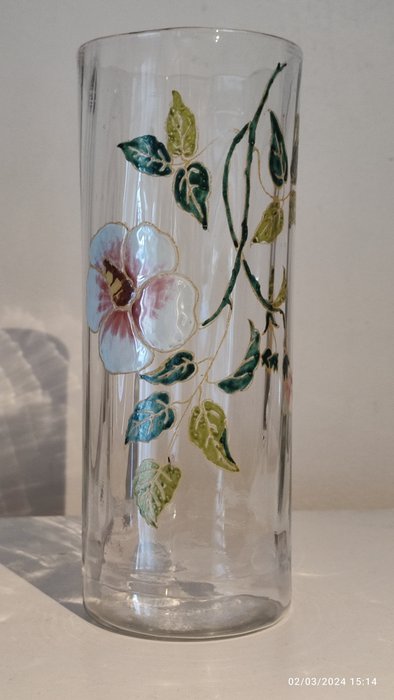 François-Théodore Legras - Enkeltblomst vase -  Referert industritrykkprøve  - Glass
