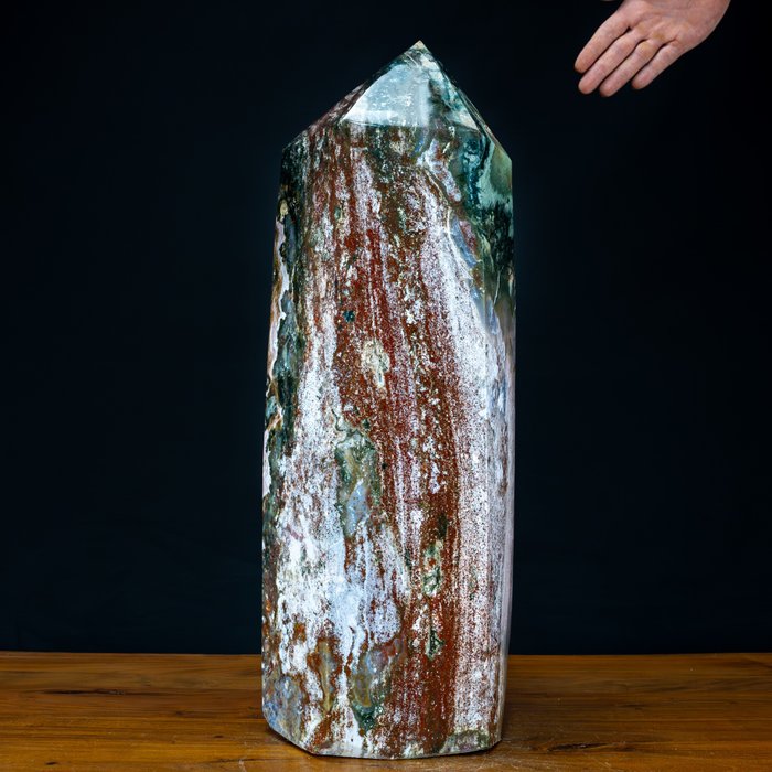 Stor naturlig svært kunstnerisk havjaspis - agat Obelisk- 39187.42 g
